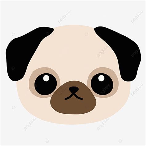 Cute Face Cartoon Vector PNG Images, A Cute And Simple Cartoon Pug Face, Pug, Dog, Pet PNG Image ...