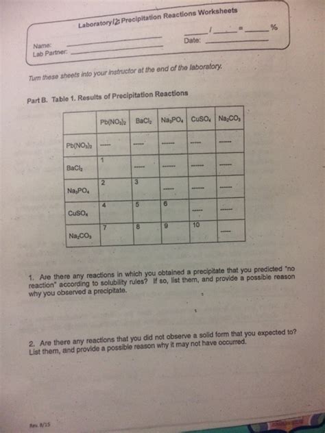 Solved: Laboratory 2: Precipitation Reactions Worksheets N... | Chegg.com