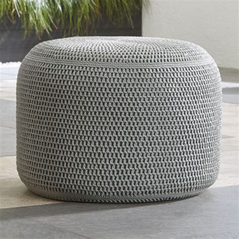 Grey Outdoor Pouf | Crate and Barrel