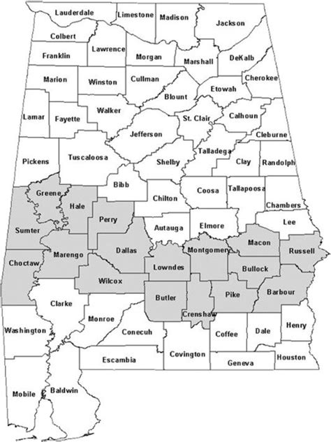 Traditional Counties of the Alabama Black Belt (greyed out). Available... | Download Scientific ...