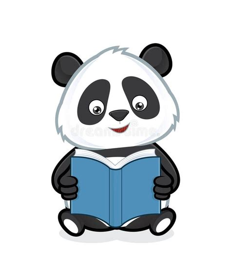 Panda reading a book. Clipart picture of a panda cartoon character reading a boo , #spon, #book ...