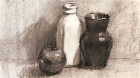 Still Life #102 - Local Colors in a Charcoal Drawing - YouTube