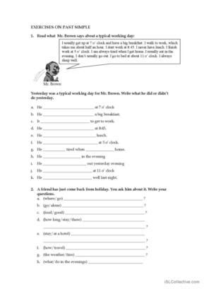 1,307 Past simple exercises English ESL worksheets pdf & doc