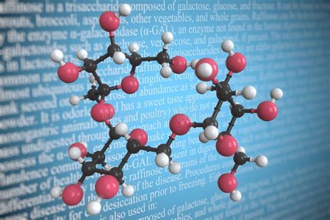 Raffinose Scientific Molecular Model, 3D Rendering Stock Illustration ...