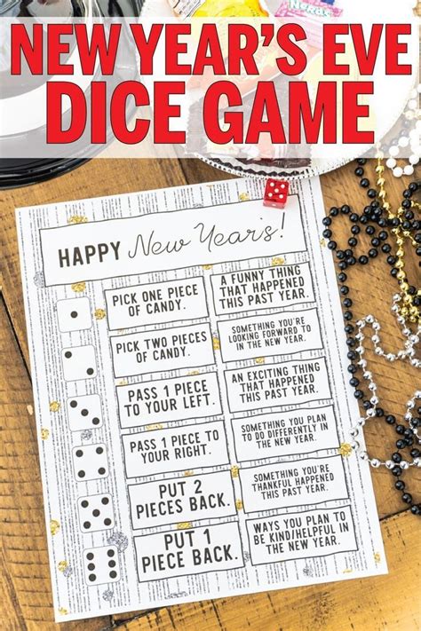 Printable New Year's Eve Dice Game | New year's eve activities, New ...