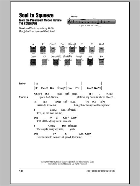 Soul To Squeeze by Red Hot Chili Peppers - Guitar Chords/Lyrics ...