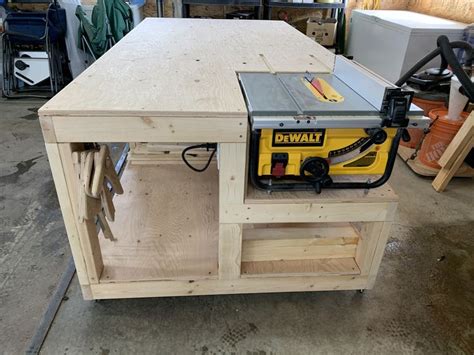 My first workbench with built in table saw! - woodworking post | Table saw workbench, Workbench ...