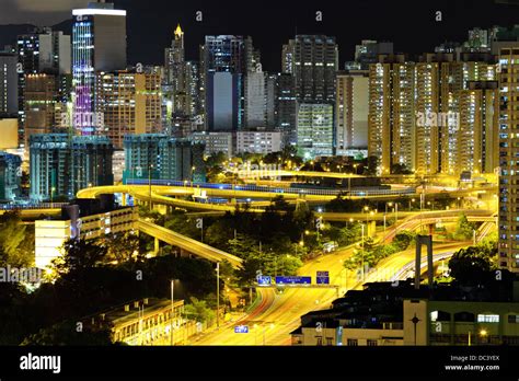 downtown in Hong Kong at night Stock Photo - Alamy