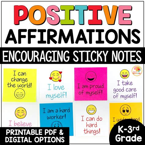 Positive Affirmations & Self-Talk for Kids Digital Stickers and Sticky Notes for Primary Grades ...