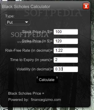 Black Scholes Option Value Calculator 1.0 - Download, Screenshots