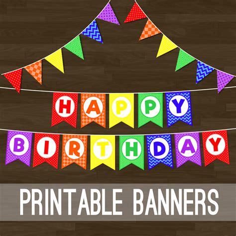 Printable Rainbow Bunting – Rainbow Flag Banner and Happy Birthday Banner for Birthday Party ...