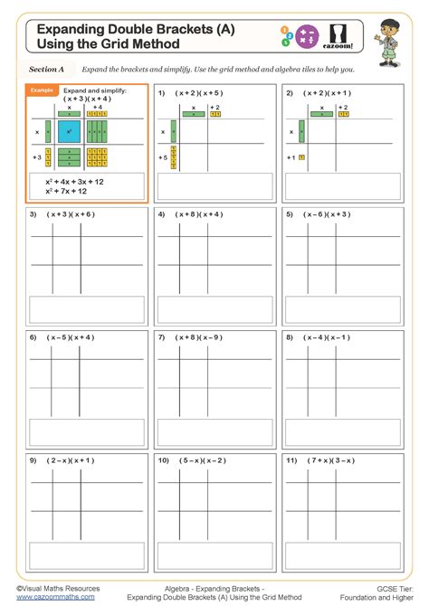 Expanding Double Brackets (A) Free Worksheet | Fun and Engaging PDF Worksheets