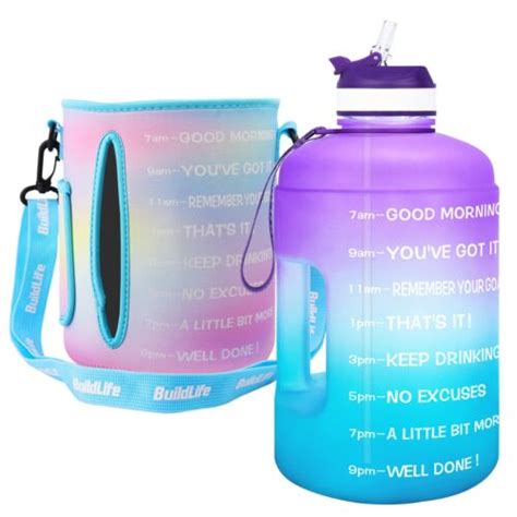 Motivational Gallon Water Bottle Straw Time Marker BPA Free Large Reusable | eBay