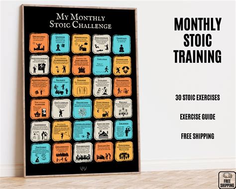 Monthly Exercises Stoic Poster Print, Stoicism Art Print, Main Stoic ...