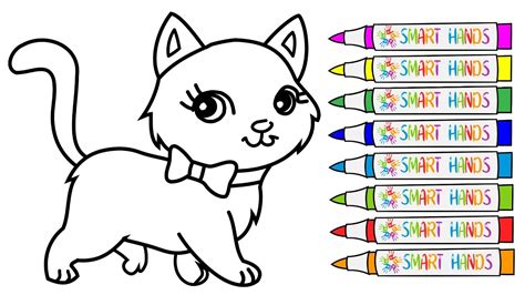 Coloring nice cat for kids Раскраска милый котик تلوين قطة جميلة للاطفال - YouTube