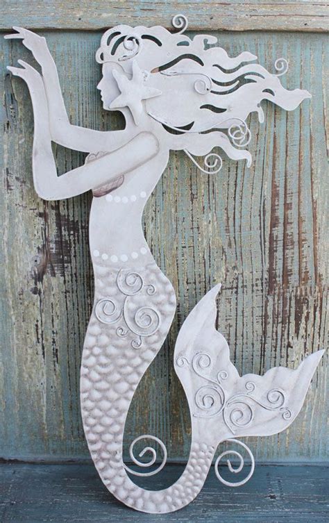 Metal Mermaid Wall Decor - Coastal Cottage Decor - California Seashell Company | Mermaid wall ...