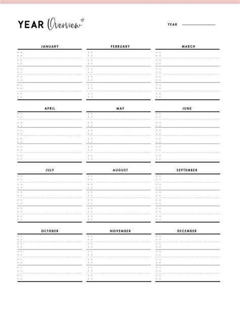 Printable Year Planner Template | Yearly planner, Organization planner printables, Planner template