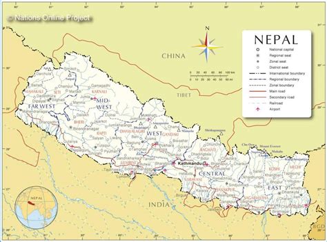 Carte du Népal - Plusieurs cartes du paus sur le continent asiatique