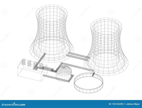 Nuclear Power Plant Architect Blueprint - Isolated Stock Illustration - Illustration of fuel ...