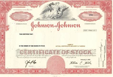 Shop Johnson & Johnson Stock Certificates | Buy One Share of Johnson ...