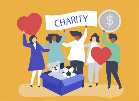 People volunteering and donating money and items to a charitable cause - Download Free Vectors ...