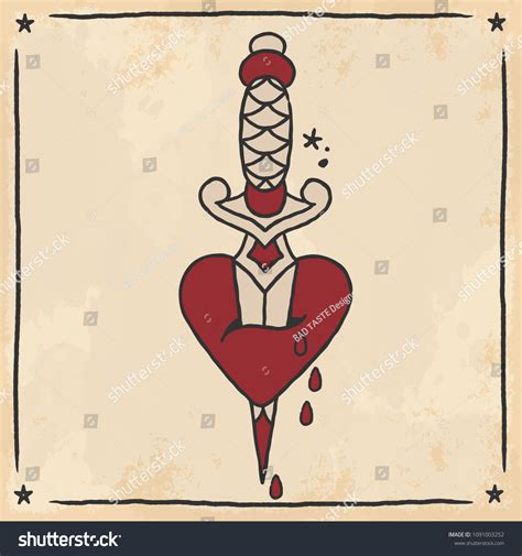 Dagger Heart Tattoo Flash, American Traditional Tattoo, 57% OFF