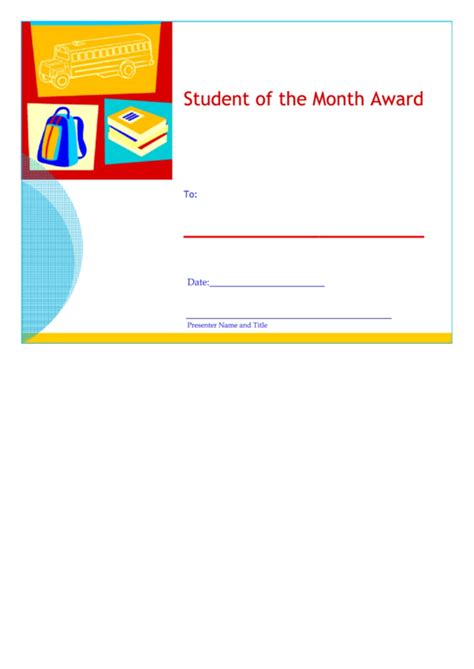 Student Of The Month Award Template printable pdf download