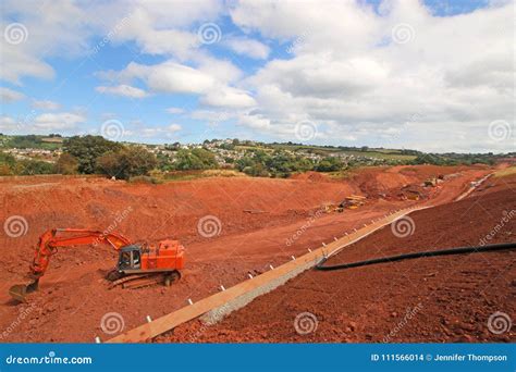 Digger at work stock photo. Image of heavy, building - 111566014