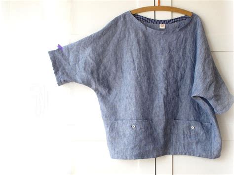 Women linen blouse, plus size top with pockets, oversized linen shirt ...