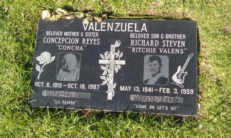 Ritchie Valen's grave stone. Ritchie and his mother are buried in San ...