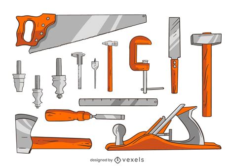 Descarga Vector De Conjunto De Ilustración De Herramientas De Carpintería