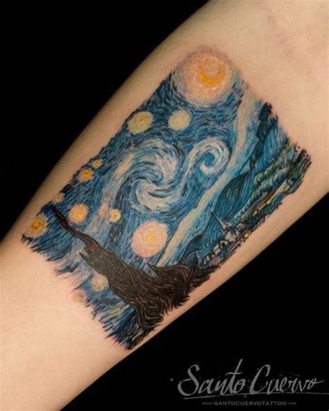 Van Gogh's Starry Night Tattoo by Alex Alvarado | Colour style - Inkably.co.uk