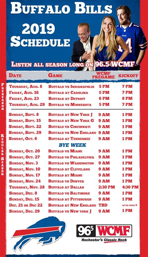 Buffalo Bills 2019 Season Schedule | 96.5 WCMF