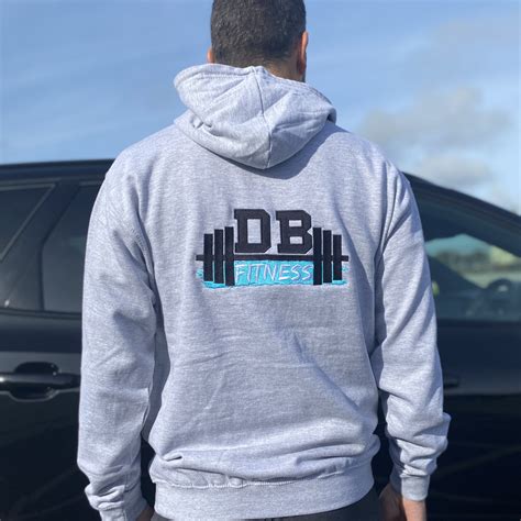 DB Fitness Pull Over Hoodie – Grey With Blue Logo – DB Fitness