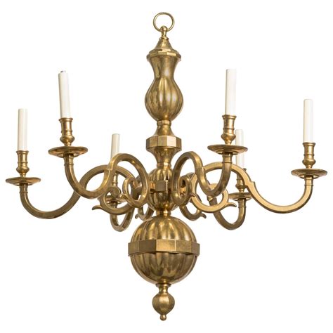 Traditional Solid Brass Six-Arm Chandelier at 1stdibs