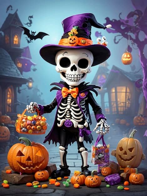 Premium AI Image | Halloween Skeleton Cartoon