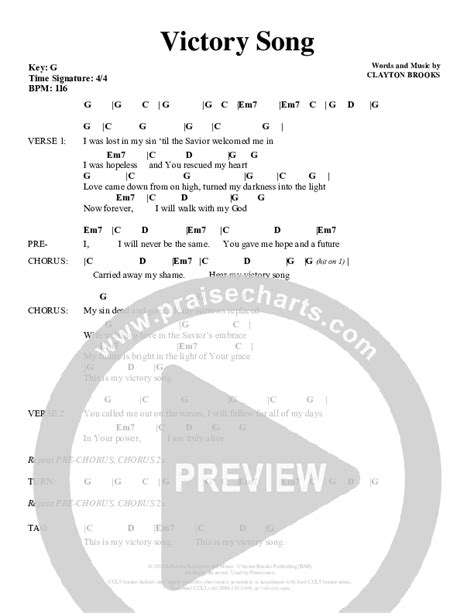 Victory Song Chords PDF (Oaks Worship) - PraiseCharts