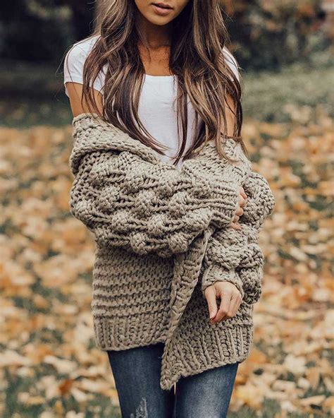 Oversized Chunky Thick Cable Knit Cardigan Sweater – sunifty