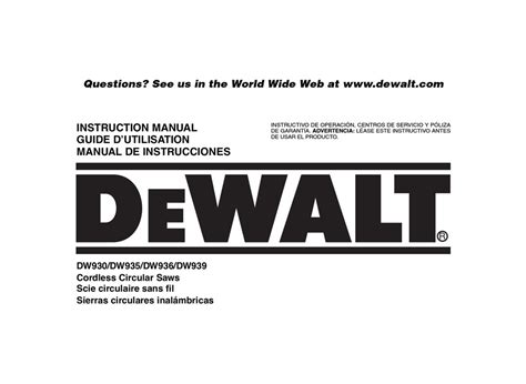 DEWALT DW935 INSTRUCTION MANUAL Pdf Download | ManualsLib