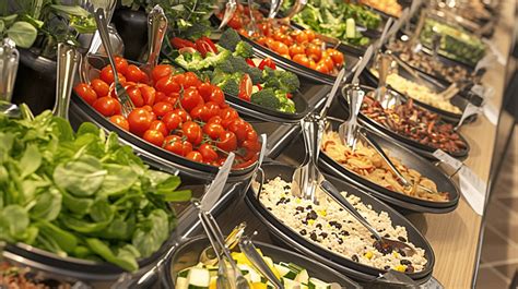 Fresh Vegetables On Salad Bar Buffet Shelves In Restaurant Background, Salad, Bar, Food ...