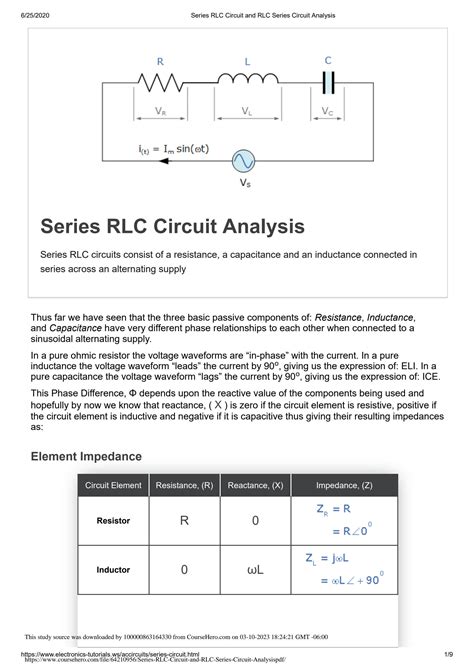 SOLUTION: Series rlc circuit and rlc series circuit analysis - Studypool