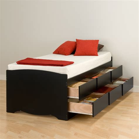 Prepac Manufacturing Ltd Black Tall Twin Captain's Platform Storage Bed ...