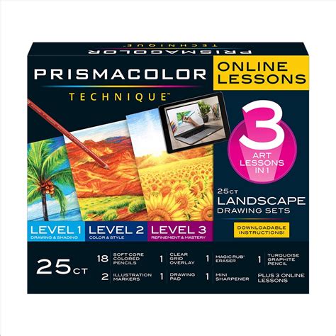 Buy Prismacolor Technique, Art Supplies and Digital Art Lessons, Landscape Drawing Set, 25 Count ...