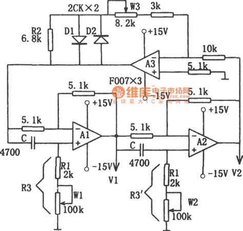 Circuit of Sine wave Oscillator with Ajustable Frequency and Constant Amplitude - Signal ...