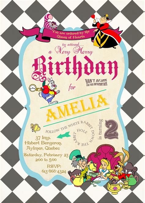 Alice In Wonderland Birthday Invitations - Drevio : Free And Printable Custom Invitation Templates