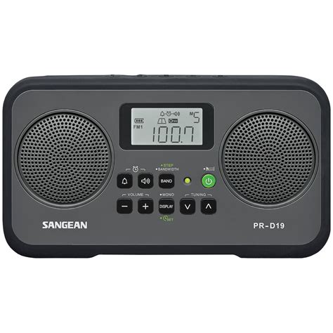 Sangean PR-D19BK FM Stereo/AM Digital Tuning Portable Radio with Protective Bumper (Gray/Black ...