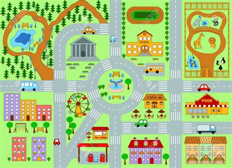 Maps for kids, City map drawing, City map