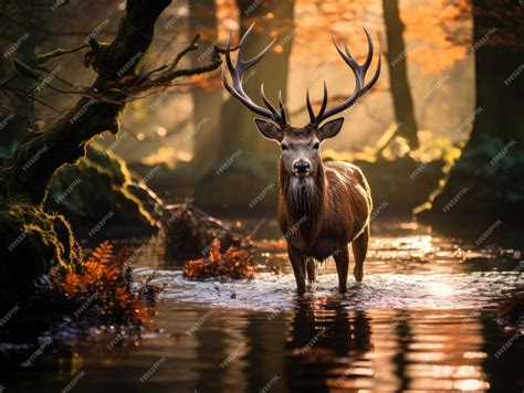 Premium AI Image | A deer standing in water