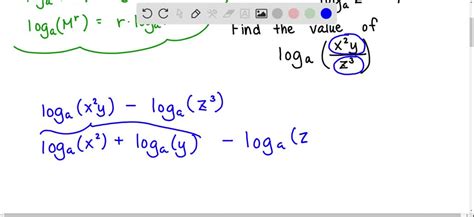 Suppose log subscript a x equals 5, log subscript a y equals 3, and log subscript a z equals ...