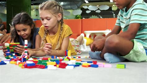 Kids Having Fun With Block Toys Indoors Cute Stock Footage SBV ...